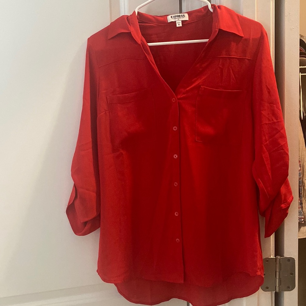 Express red button up blouse